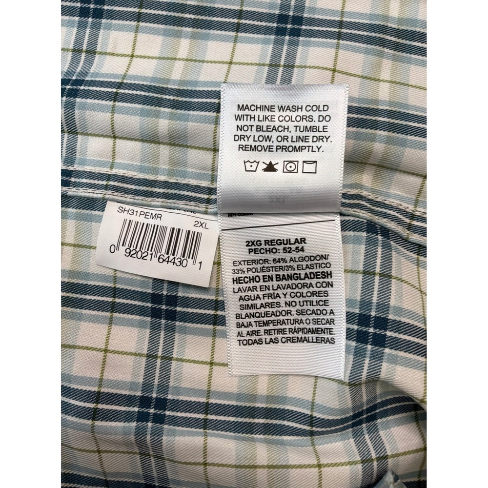 Berne Plaid Fishing Shirt Mens 2XL Blue White UPF 30 Gorpcore Workwear SH31PEM - Picture 11 of 11